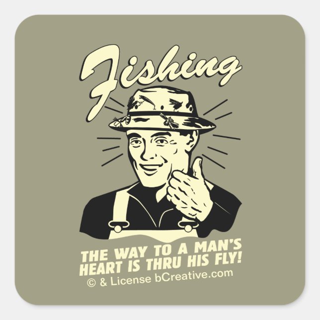 Adesivo Quadrado Pesca: Através de sua mosca (Frente)
