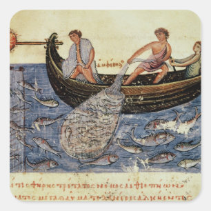 Adesivo Quadrado Pesca com uma rede