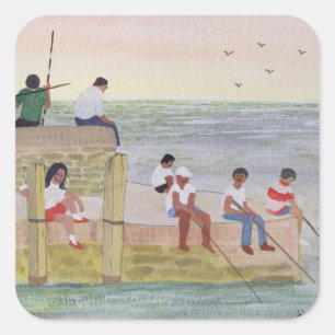 Adesivo Quadrado Pesca crepuscular 1988