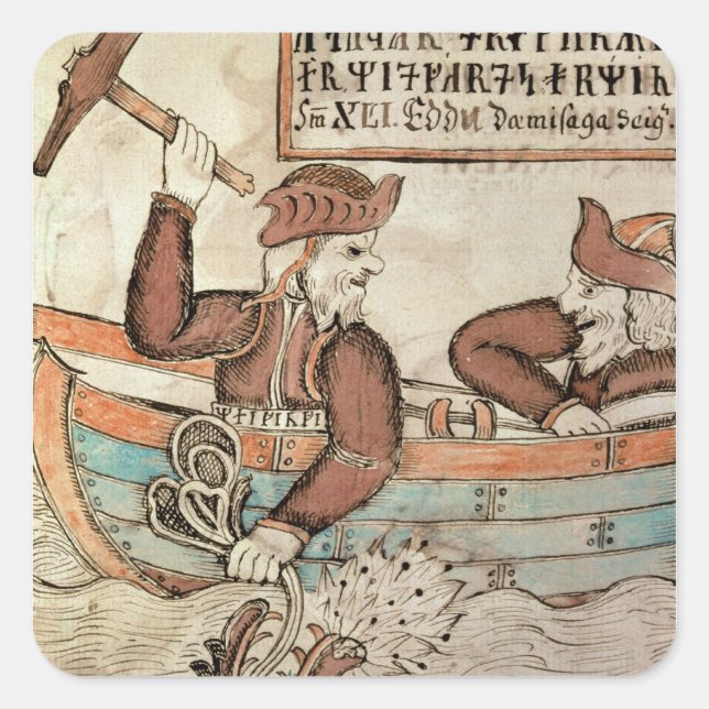 Adesivo Quadrado Pesca de Thor para a serpente de Midgard (Frente)
