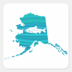 Adesivo Quadrado Pesca Salmon da onda de Alaska