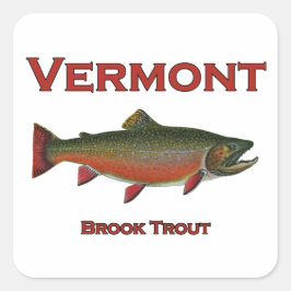 Adesivo Quadrado Pesca Vermont - Truta Brook