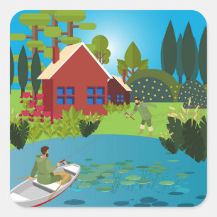 Adesivo Quadrado Pescadores