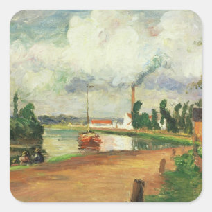 Adesivo Quadrado Pescadores de Camille Pissarro nos bancos do O