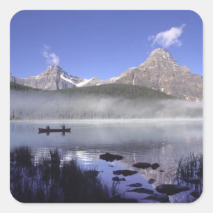Adesivo Quadrado Pescadores em canoa no Waterfowl Lake, Banff