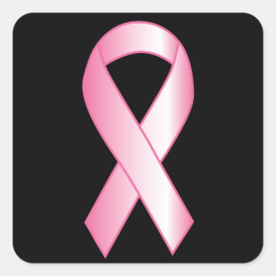 Adesivo Quadrado Pesquisa de cancro da mama cor-de-rosa da fita