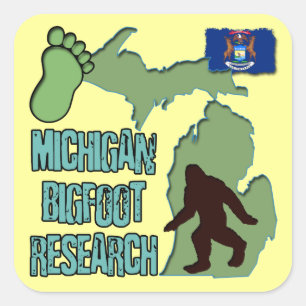 Adesivo Quadrado Pesquisa de Michigan Bigfoot