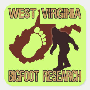 Adesivo Quadrado Pesquisa ocidental de Virgina Bigfoot