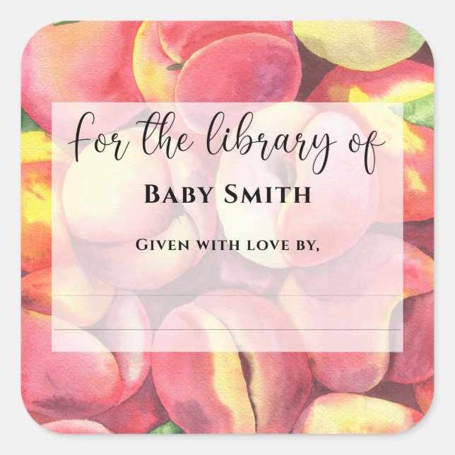 Adesivo Quadrado Pêssegos aquosos - Para a biblioteca de (Frente)