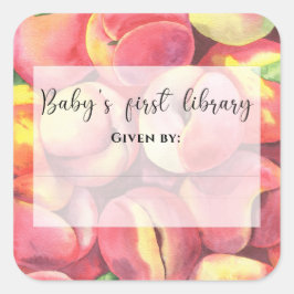 Adesivo Quadrado Pêssegos aquosos - Primeira biblioteca do bebê