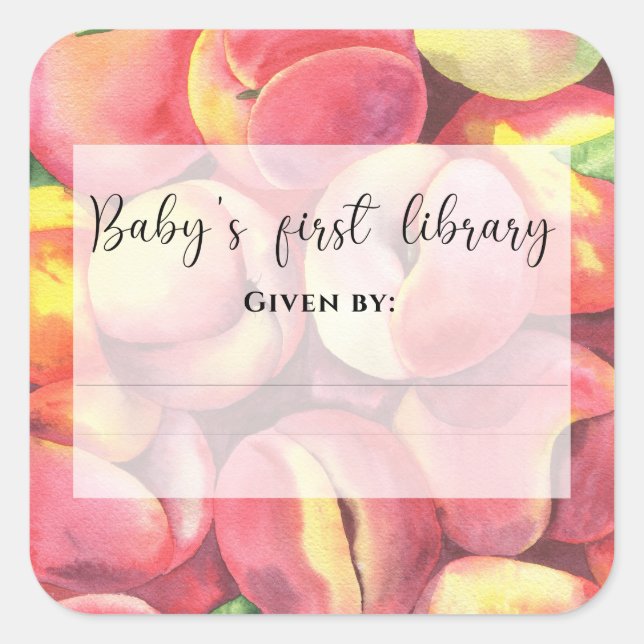 Adesivo Quadrado Pêssegos aquosos - Primeira biblioteca do bebê (Frente)