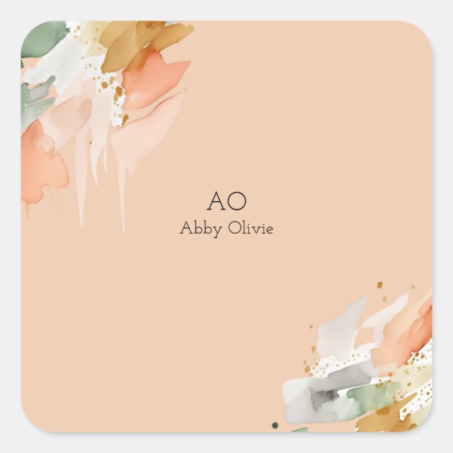 Adesivo Quadrado Pessel de aquarela (Frente)