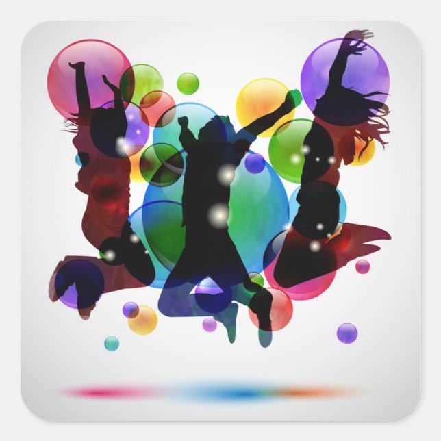 Adesivo Quadrado Pessoas felizes (Frente)