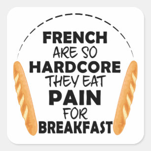 Adesivo Quadrado Pessoas Francesas Comem Dor Para O Pão Engraçado D