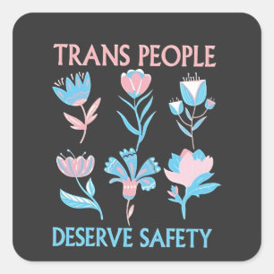 Adesivo Quadrado Pessoas Trans Merecem Orgulho de Segurança Mês LGB