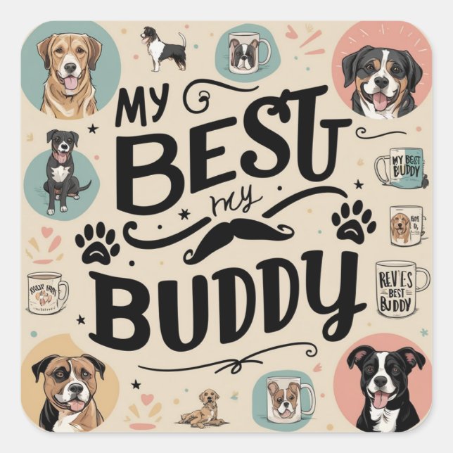 Adesivo Quadrado Pet Love Sticker (Frente)