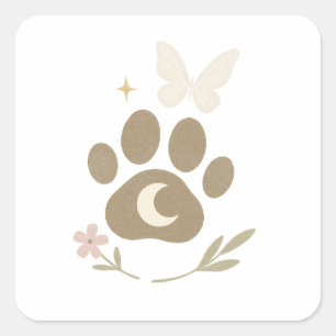 Adesivo Quadrado Pet Memorial Paw com Lua e Borboleta - Simpatia