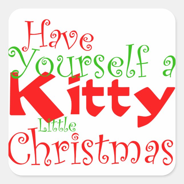 Adesivo Quadrado Pet Sticker de Natal de gatinho (Frente)