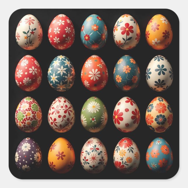 Adesivo Quadrado Petal Power Easter Eggs (Frente)