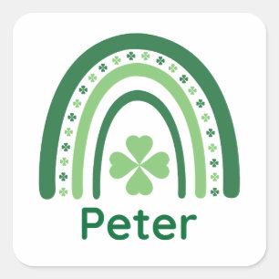 Adesivo Quadrado Peter Name Clover Boho Rainbow