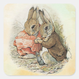 Adesivo Quadrado Peter Rabbit e Beniamin Bunny