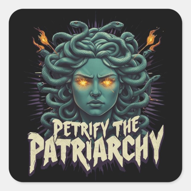 Adesivo Quadrado Petrificar o Patriarcado Medusa Empoderamento (Frente)