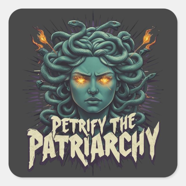 Adesivo Quadrado Petrificar o Patriarcado Medusa Empoderamento (Frente)