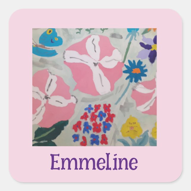 Adesivo Quadrado Petunias e Flores de Verão Personalizadas (Frente)