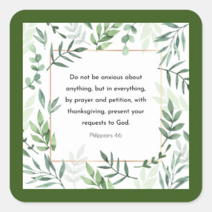 Adesivo Quadrado Philippians 4:6, Bíblia Verse