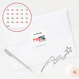 Adesivo Quadrado Phinally done - Funny PHD Graduation Quote Design