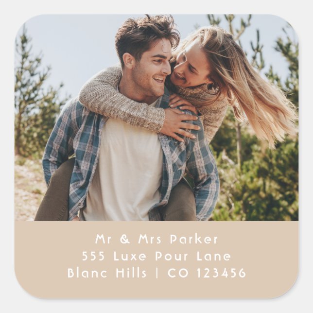 Adesivo Quadrado Photo Mailing Labels | Return Address Sticker Roll (Frente)