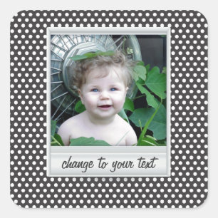 Adesivo Quadrado photoframe no polkadot branco & preto