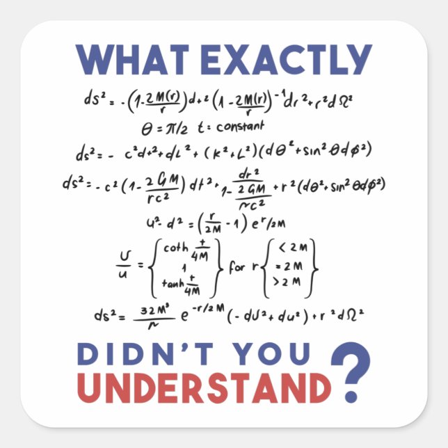 Adesivo Quadrado Physics formula Joke (Frente)