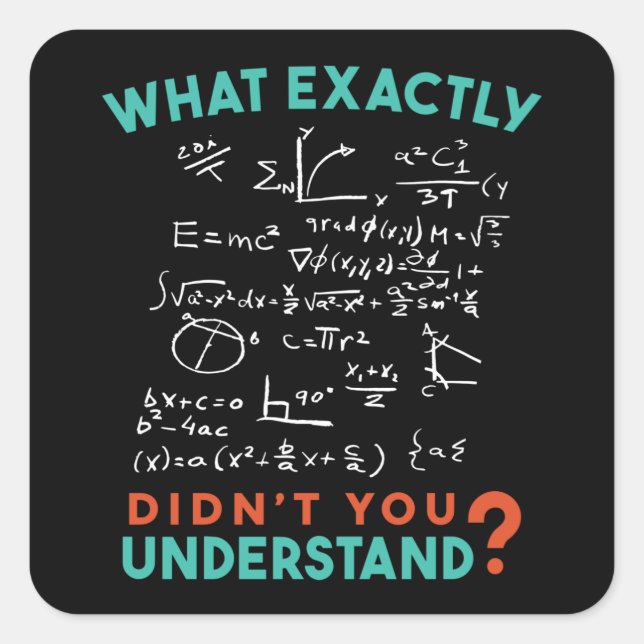 Adesivo Quadrado Piada de Fórmula de Física Matemática (Frente)