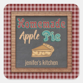 Adesivo Quadrado Piada de maçã caseira de folha de cálculo