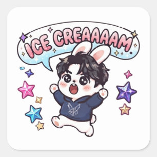 Adesivo Quadrado Piada Interna do Fandom do Stray Rabbit do Sorvete