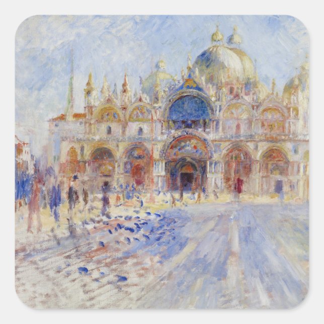 Adesivo Quadrado Piazza San Marco, Veneza, 1881 (óleo na canvas) (Frente)