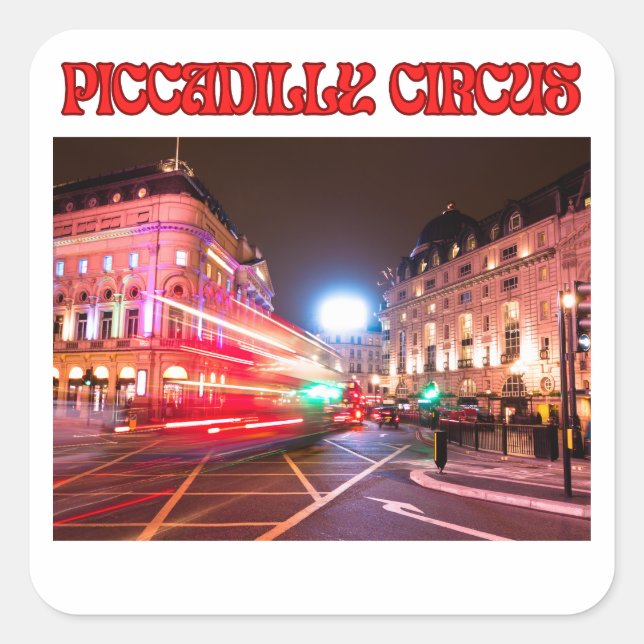 Adesivo Quadrado Piccadilly Circus Square Sticker White Background (Frente)
