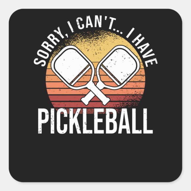 Adesivo Quadrado Pickleball Pickball Player No Time Retro (Frente)