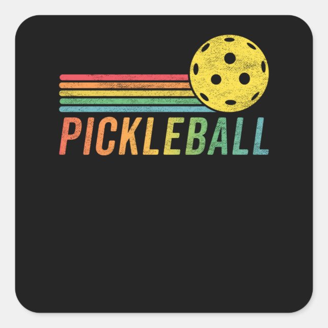 Adesivo Quadrado Pickleball Retro Sunset Game Pickleball Fan (Frente)