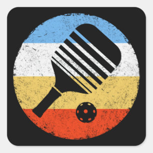 Adesivo Quadrado Picleball Retro Colorido Vintage