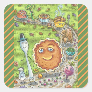 ADESIVO QUADRADO PIE E AMIGOS DE PUMPKIN, OBRIGADO A PEDAÇOS DE PAR