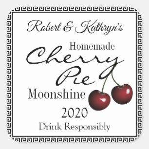 Adesivo Quadrado Pie Moonshine, de cereja caseira, personalizada