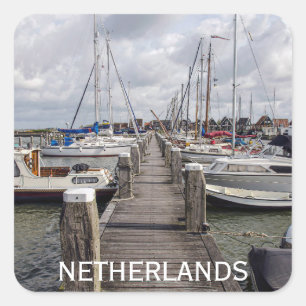 Adesivo Quadrado Pier com barcos e iates em Marken Países Baixos