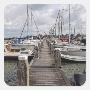 Adesivo Quadrado Pier com barcos e iates em Marken Países Baixos