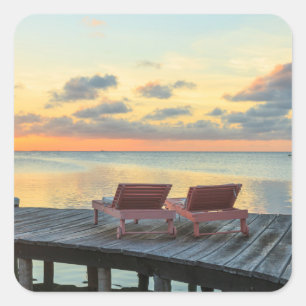 Adesivo Quadrado Pier com vista para o oceano, Belize