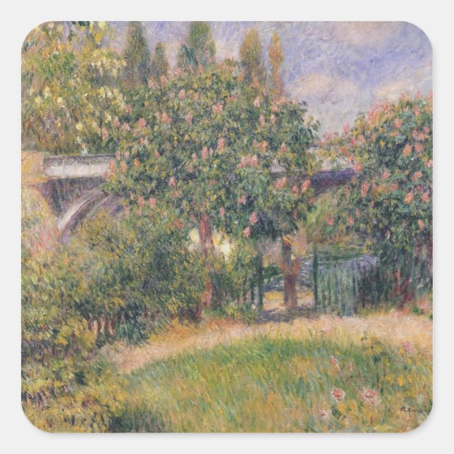 Adesivo Quadrado Pierre A Renoir | Ponte ferroviária em Chatou (Frente)