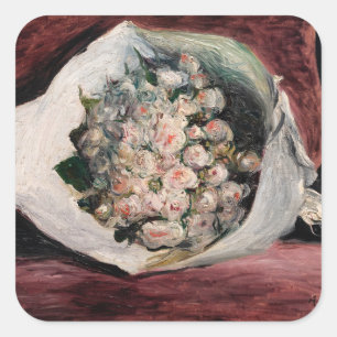 Adesivo Quadrado Pierre-Auguste Renoir - Buquê em uma Caixa