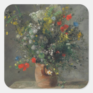 Adesivo Quadrado Pierre-Auguste Renoir - Flores num Vase 1866