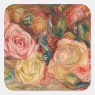 Adesivo Quadrado Pierre-Auguste Renoir - Rosas